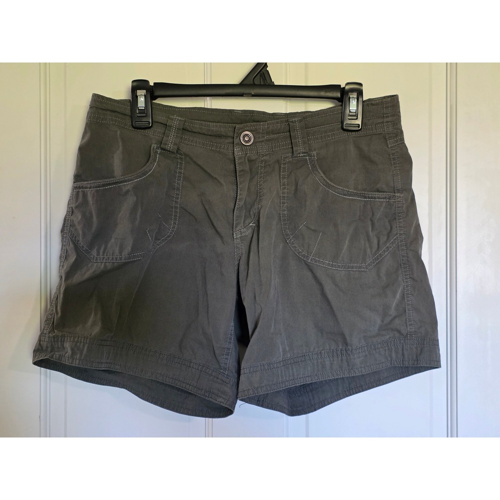 Kuhl Women Hiking Shorts Size 8 Gray Cotton Blend Outdoor Cargo Pockets 6 Inseam
